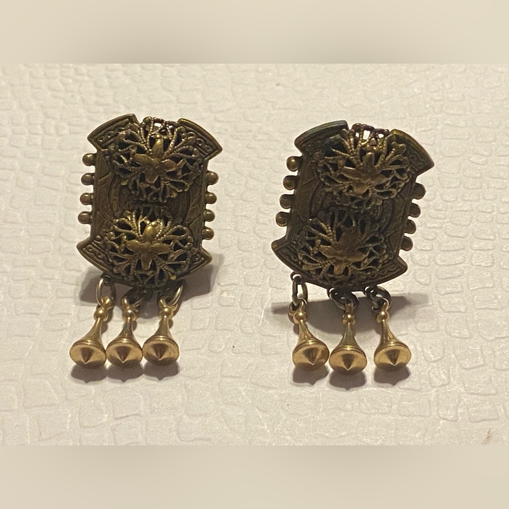 Antique Clip on Dangling Earrings #7029